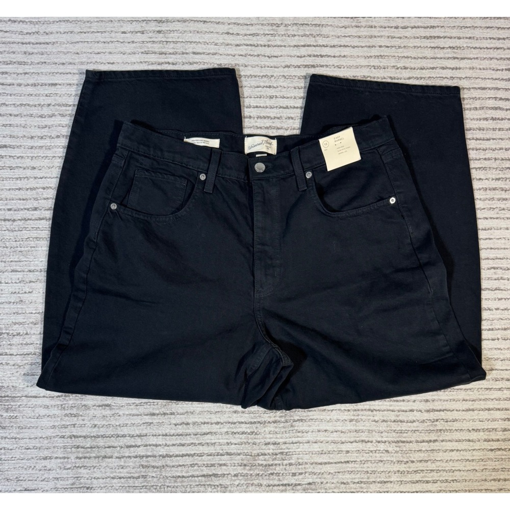 Universal Thread Easy Barrel Jeans Black High Rise Slim Hip Thigh Size 12 Reg